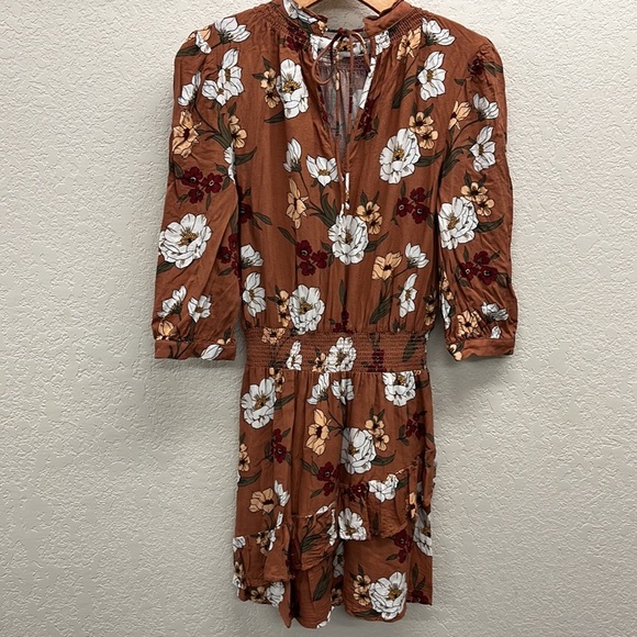 Saltwater Luxe Floral Fall Print Mini Dress S - Picture 6 of 9